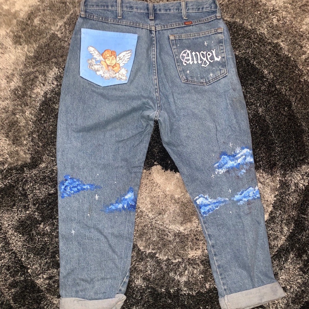 Ángel aesthetic hand painted pants